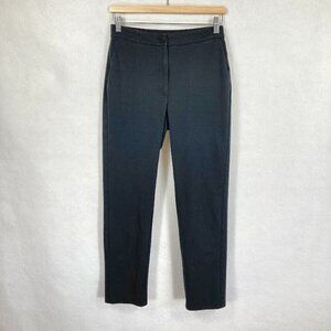 Eileen Fisher Black Knit Straight Leg Ankle Pant Preppy Old Money Luxury XS